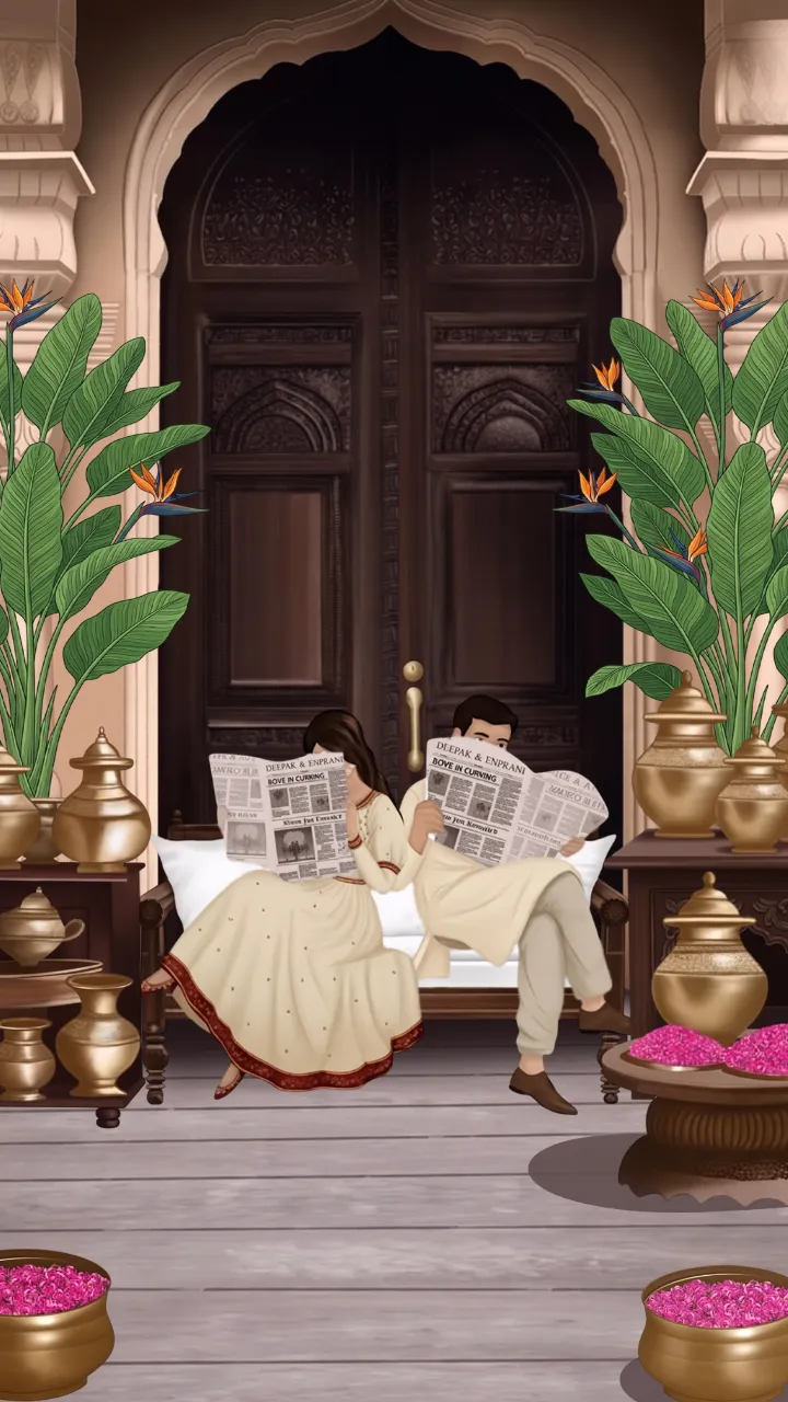 Beautiful Wedding Invitation Video with Caricature Theme