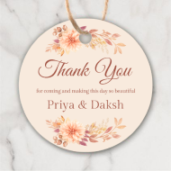 Wedding Thank You Tags in Soft Beige Floral Theme