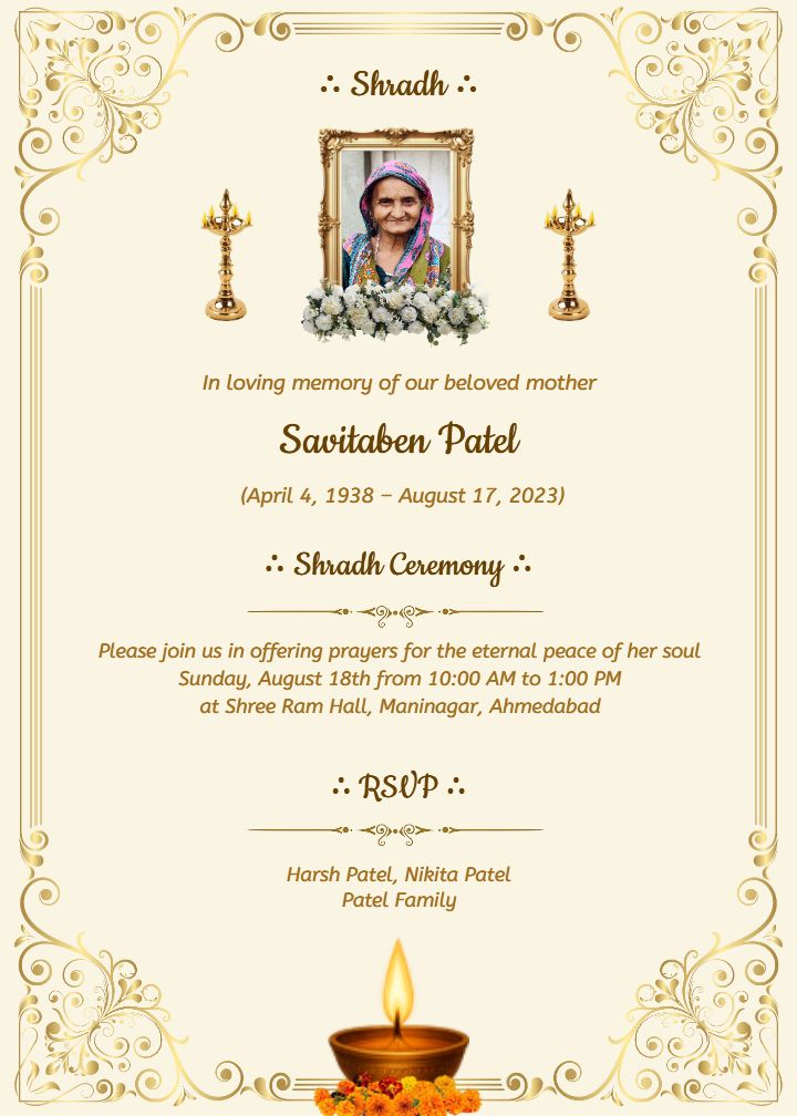 Varsha Shraddha In English With Peaceful Design Template