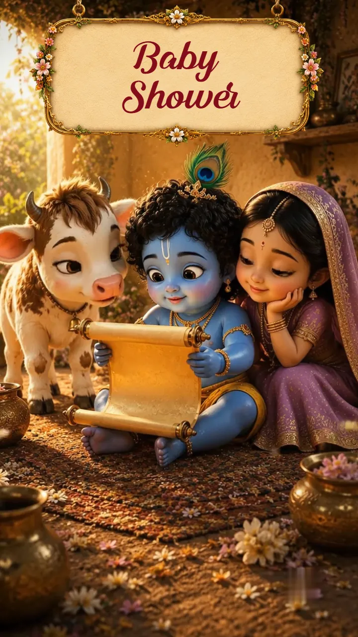 3D Baby Shower Invitation Video with Baby Krishna Animation
