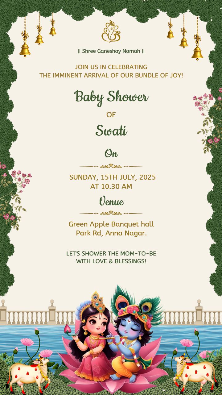 Baby Shower Invite with Krishna Theme and Traditional Touch