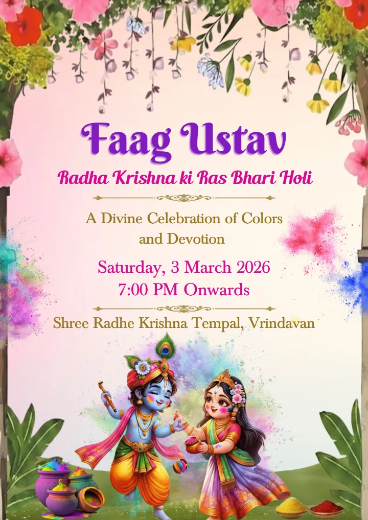 Happy Faag Utsav invitation Card Picture in English Online