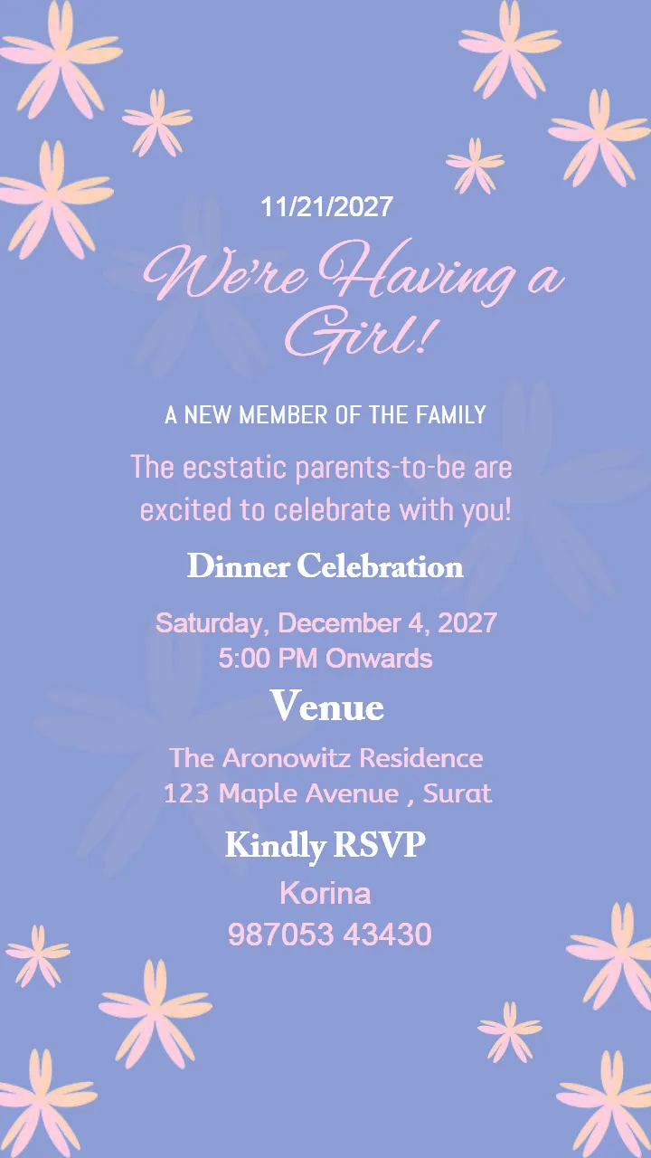 Baby Girl Gender Reveal Announcement Cute Design Styles