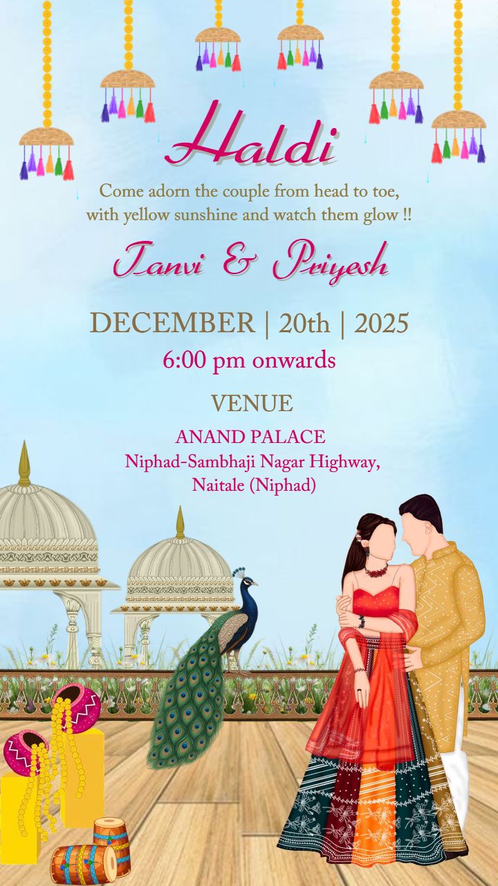 Graceful haldi invitation card design online With Floral
