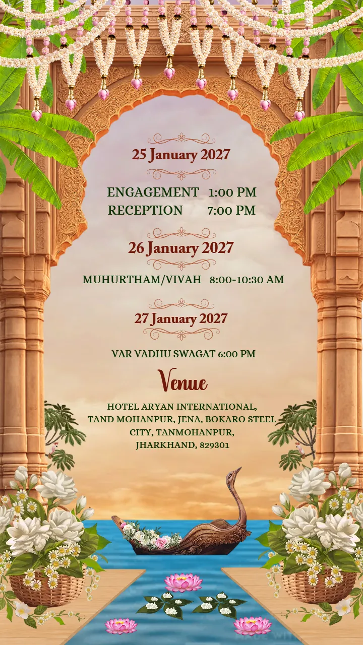 Wedding Invitation Video with South Indian Temple Theme