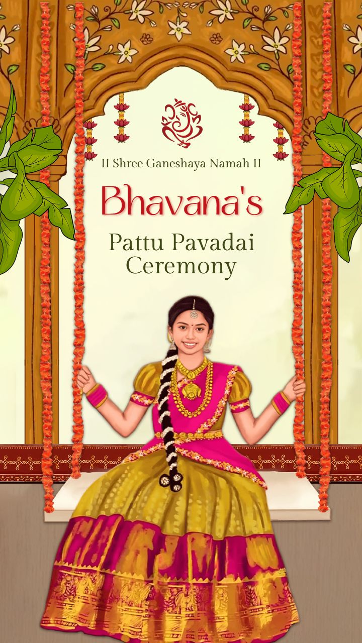 Pattu Pavadai Ceremony Invitation Template