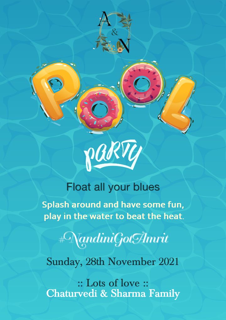 Blue Themed Pool Party Invitation Card Templates for Guests