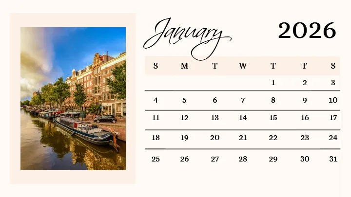 2026 calendar images with modern travel photo design