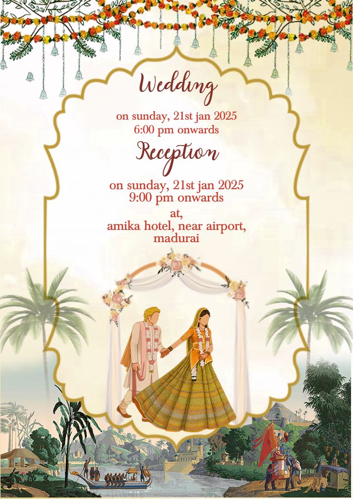 vintage Wedding Invitation Card Maker With Elephant Design