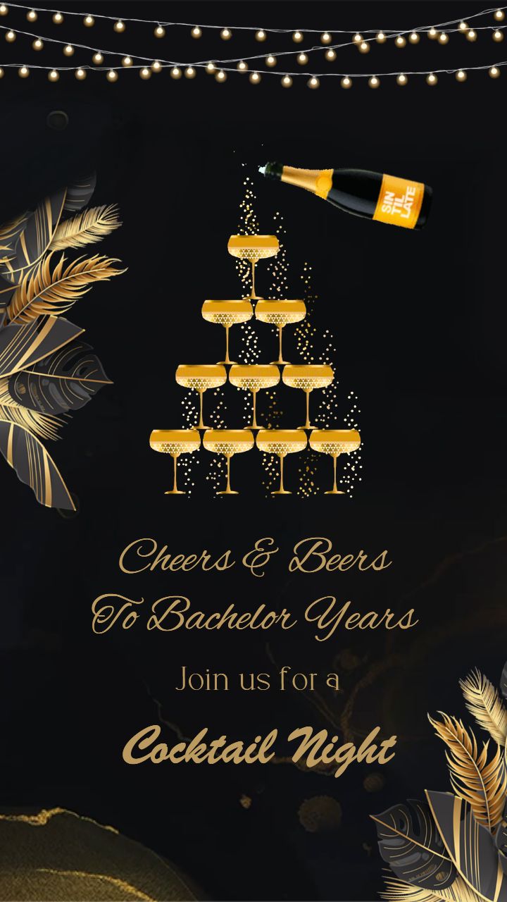 Golden Theme Cocktail Night Party Invitation Template Design