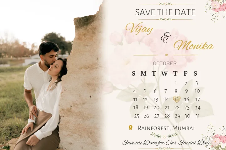 Wedding Photo Calendar with Personalized Date Layout