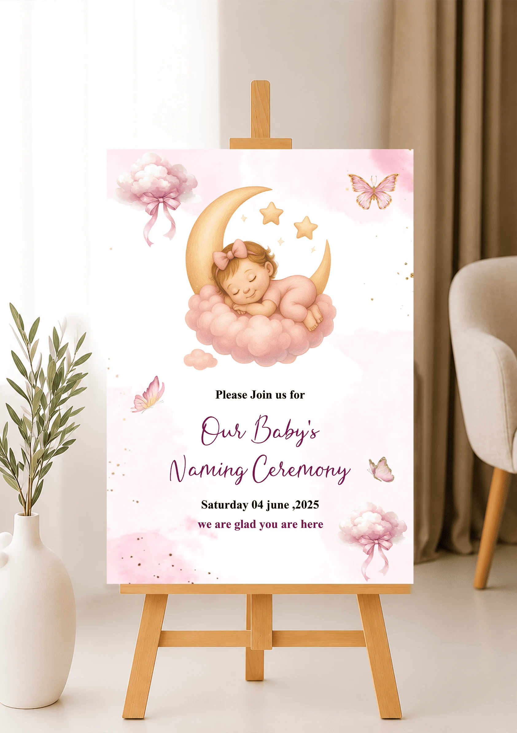 Editable Naming Ceremony Welcome Sign Templates Free