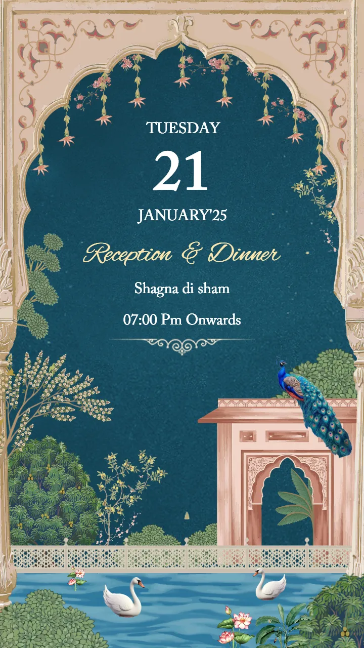 wedding invitation video featuring Udaipur-style decor