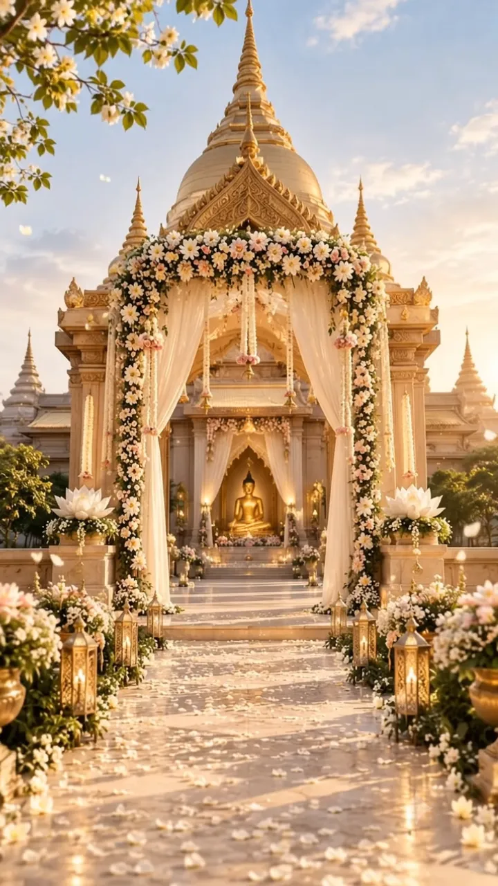 Buddhist Wedding Invitation Video with Golden Temple Theme