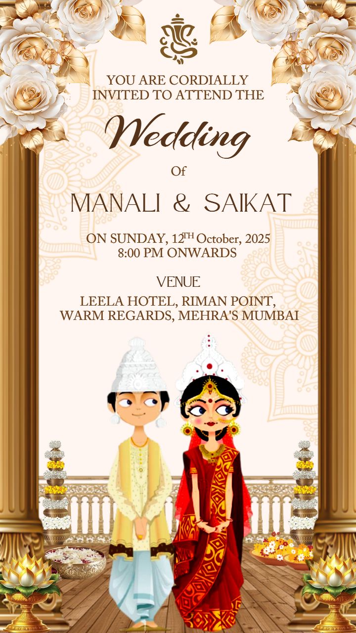Animated Bengali Wedding invitation video maker for Couples