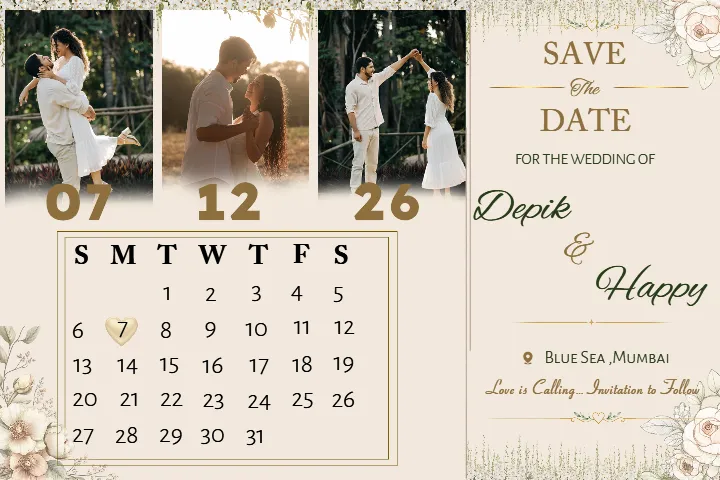 Wedding Calendar with Lovely Save the Date Templates