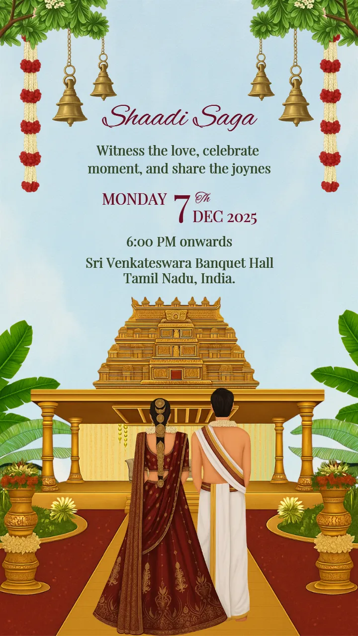 Celebrate Love with Temple Theme Telugu Wedding Invite Video