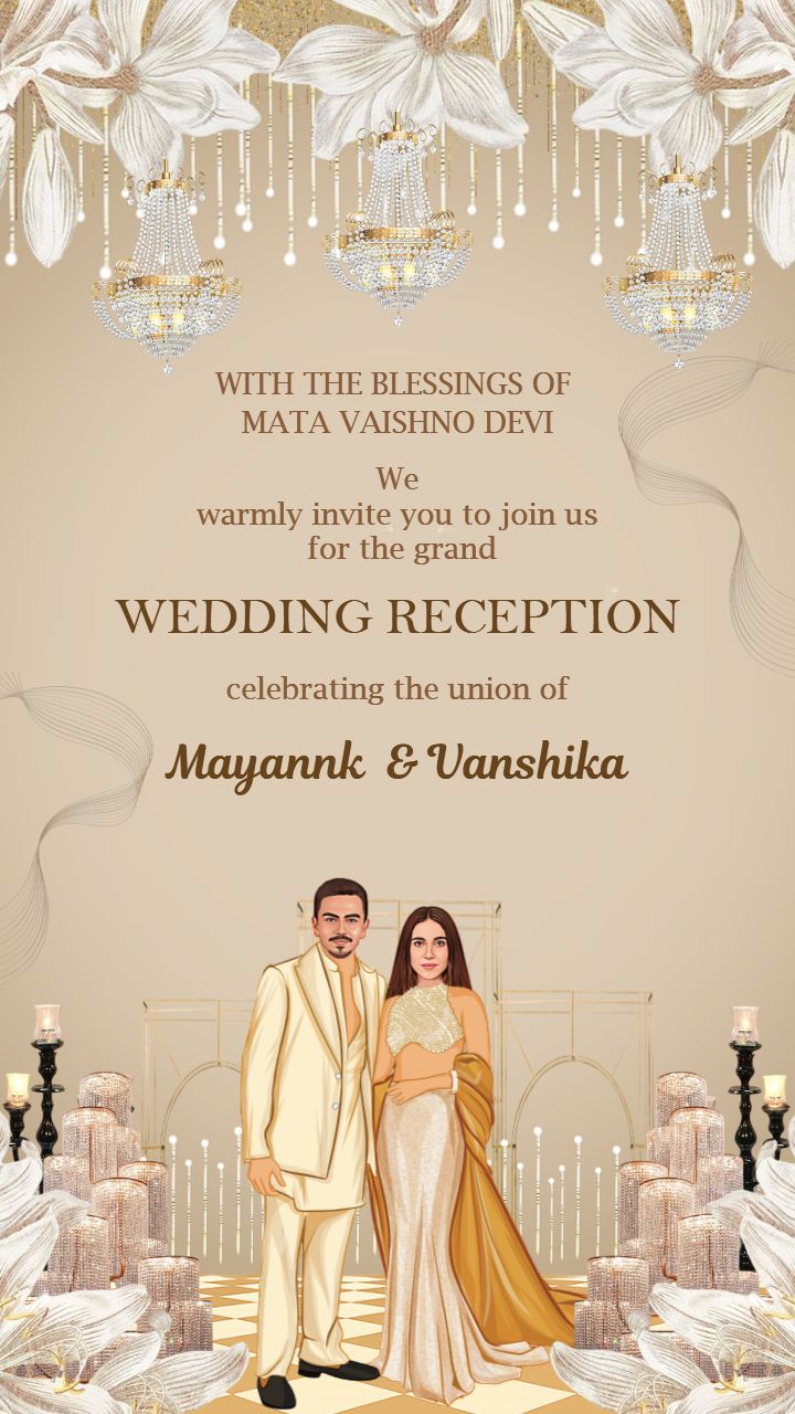 Reception Invitation Video Template With Floral Golden Glow