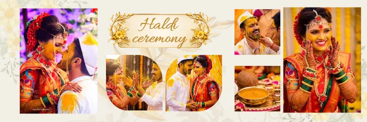 Marathi haldi ceremony Golden Haldi Couple PSD Album Design