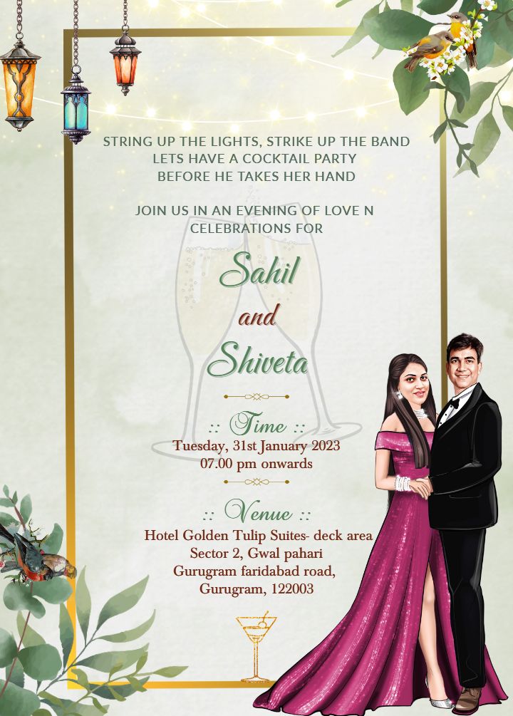 Cocktail Party Invitation Card With modern elegance