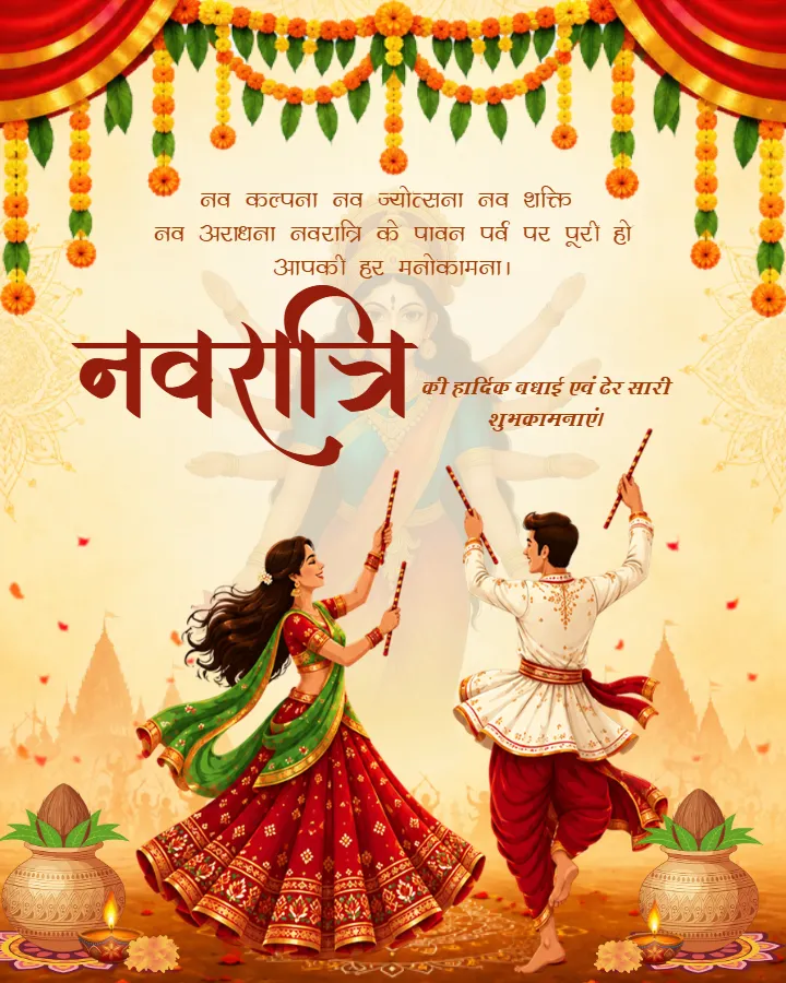 Creative Navratri Image in Hindi for Social Media Sharing