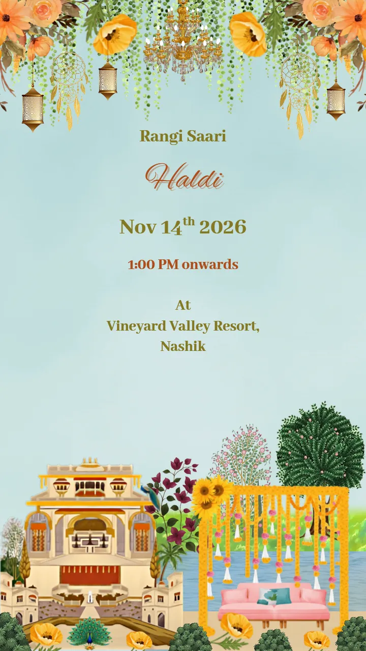 Wedding Invitation Template With Divine Mandap Design