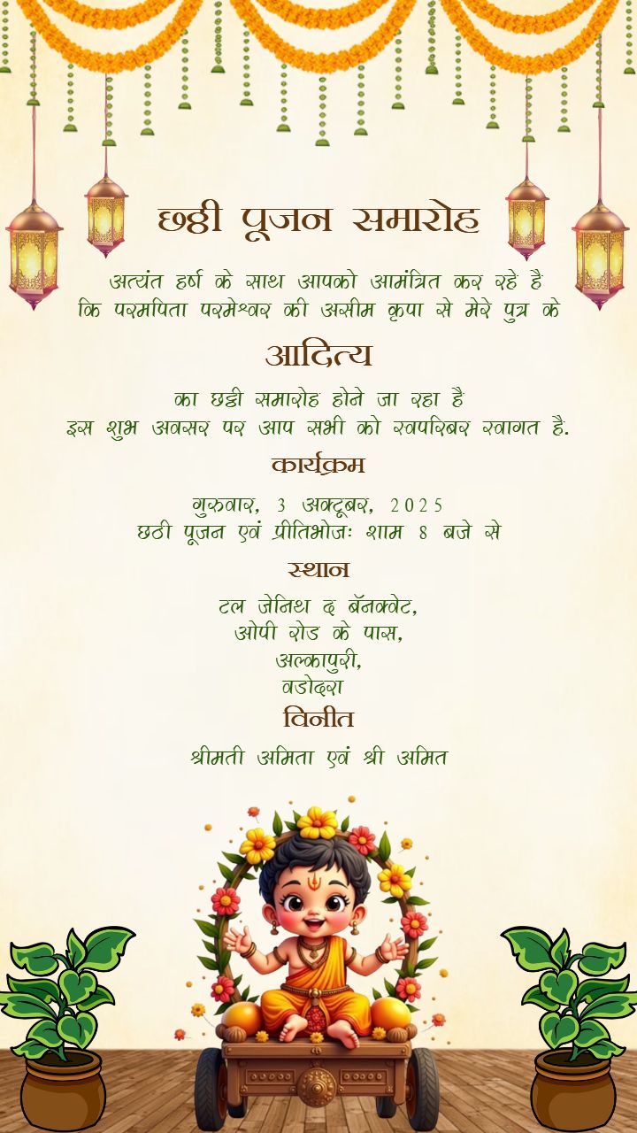 Chhathi Card Design Template Perfect For Family Celebrations