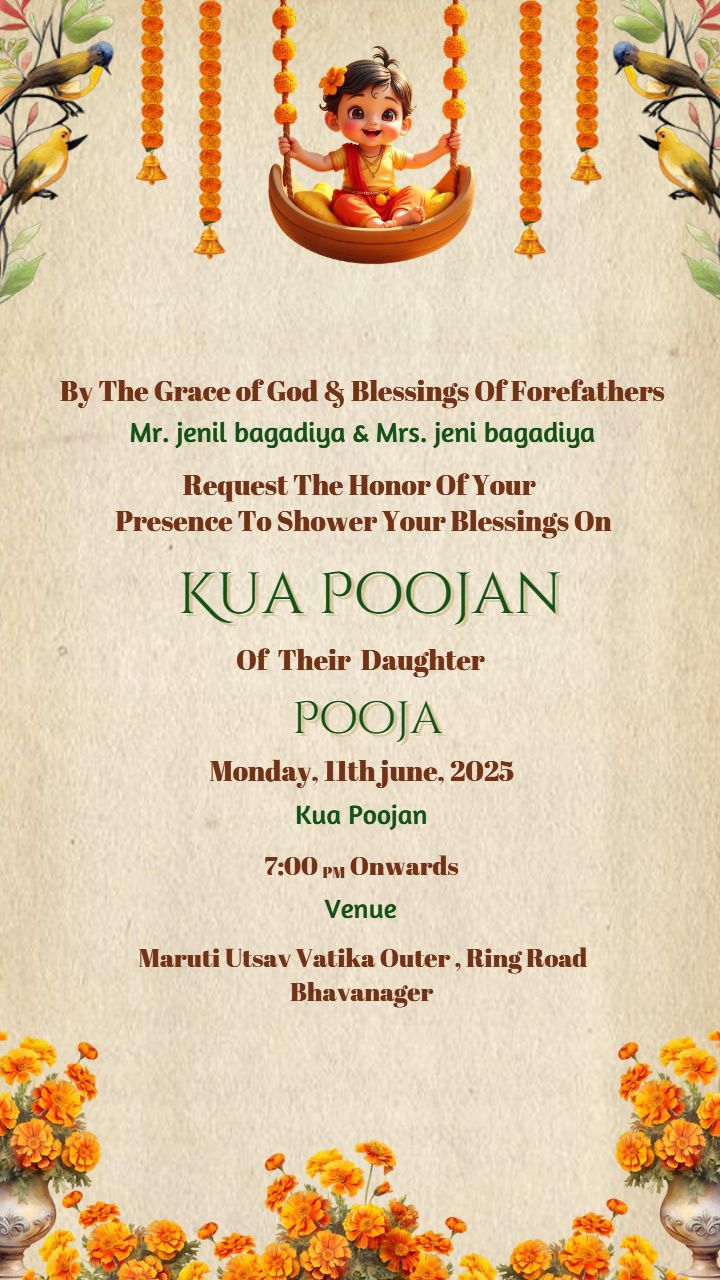 Invitation For Kua Pujan Ceremony With Cute Baby Art
