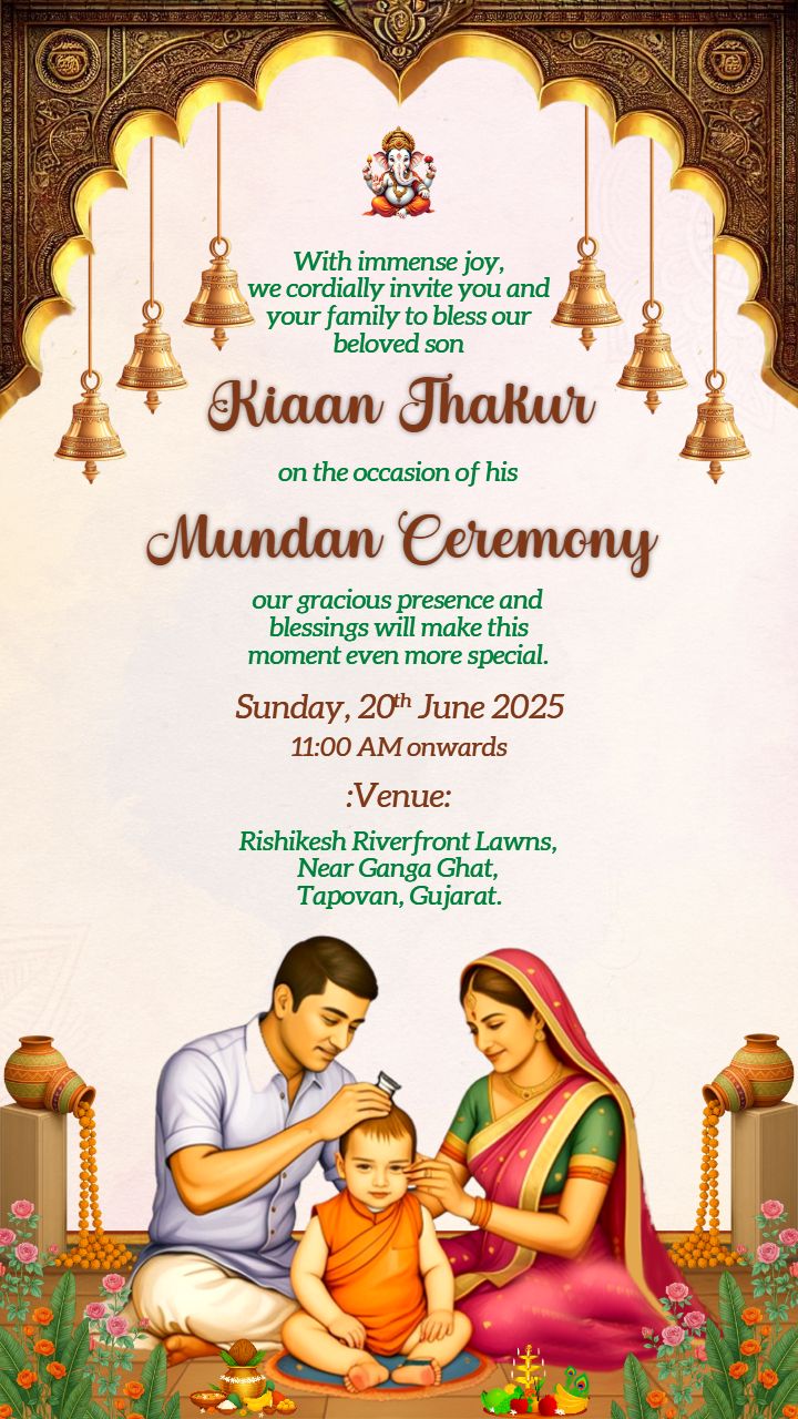 Celebrate Babys Tonsure Ceremony Video with invitation