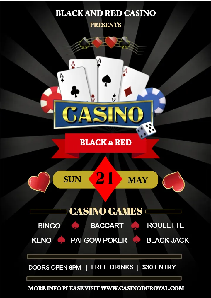 Casino Night Ticket Template Vegas Casino Party Night Design