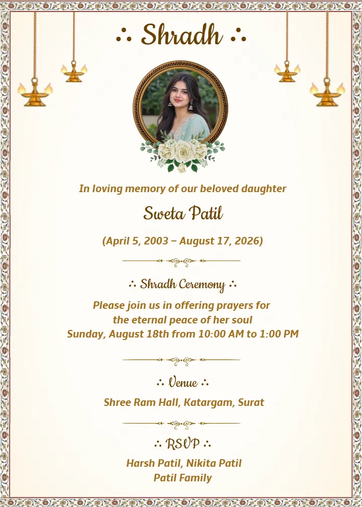Shradh Card in English With Custom Text and Photos