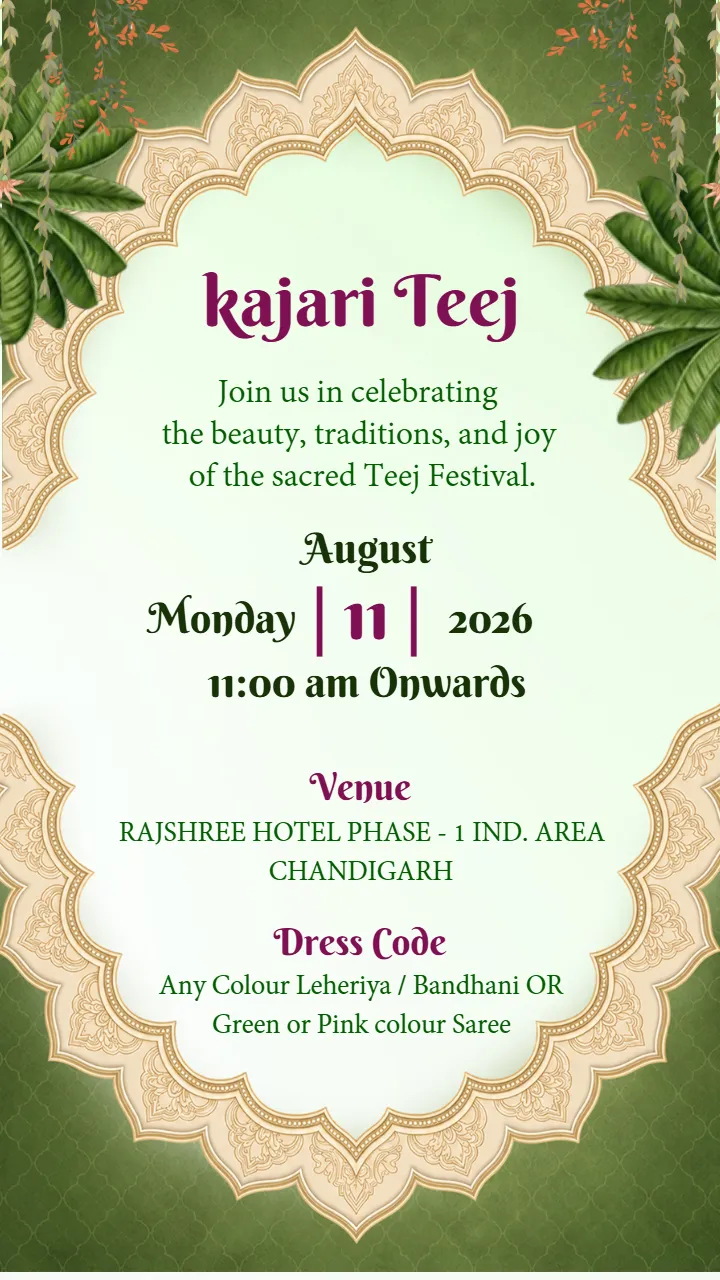 Kajari Teej Invitation Video Design Online