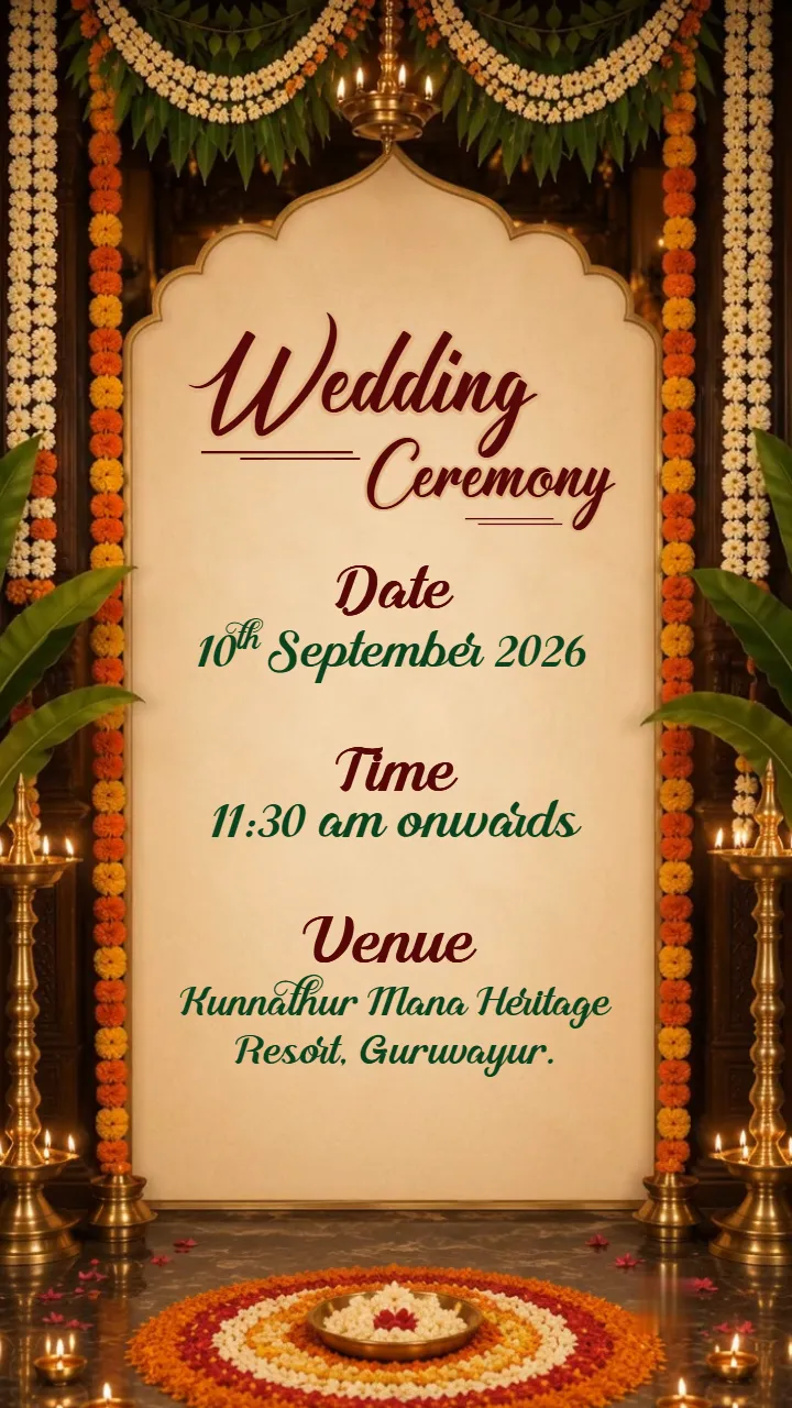 3D Malayalam Wedding Invitation Video for Kerala Wedding