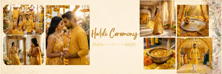 Wedding Album PSD Haldi Ceremony Yellow Theme Design