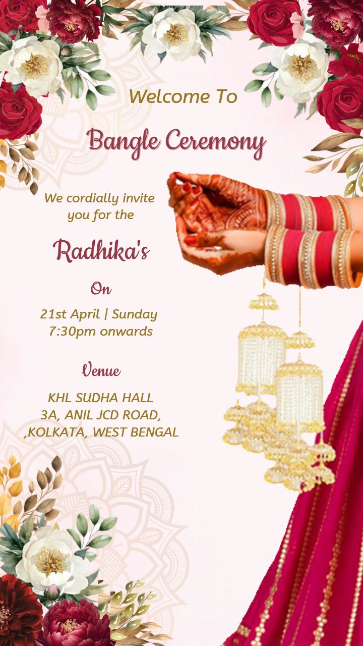Bangle Ceremony Invitation with Mehendi and Bangles