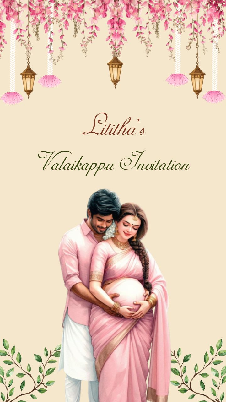 Valaikappu Invitation Video Template With Couple And Blossoms