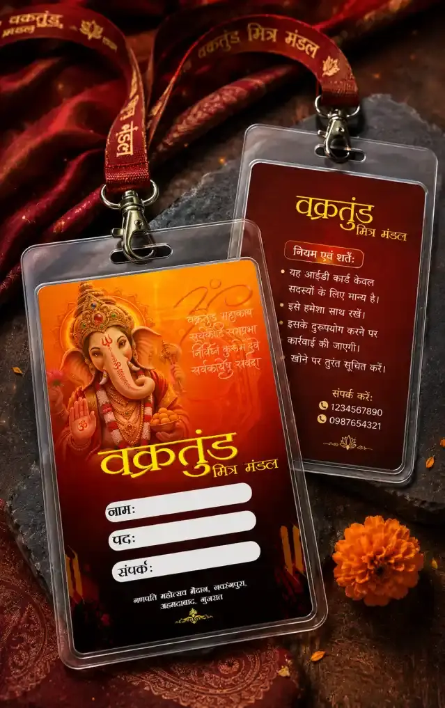 Ganesh Utsav Identity Card Template for Easy Editing