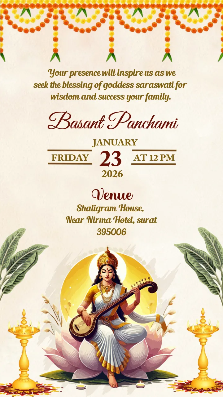 Basant Panchami Family Invitation Card Free Download HD