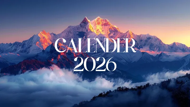 Calendar templates for 2026 mountain sunrise theme