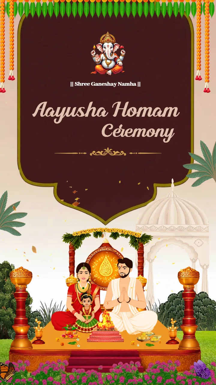 Ayush Homam Invitation Video with Elegant Temple Decor