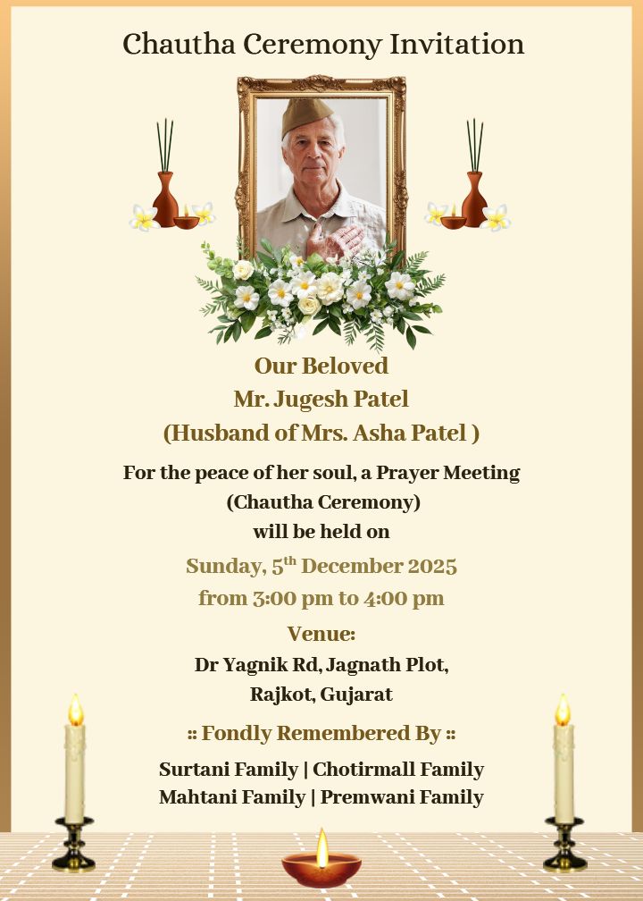 Elegant Chautha Ceremony Invitation in English Format