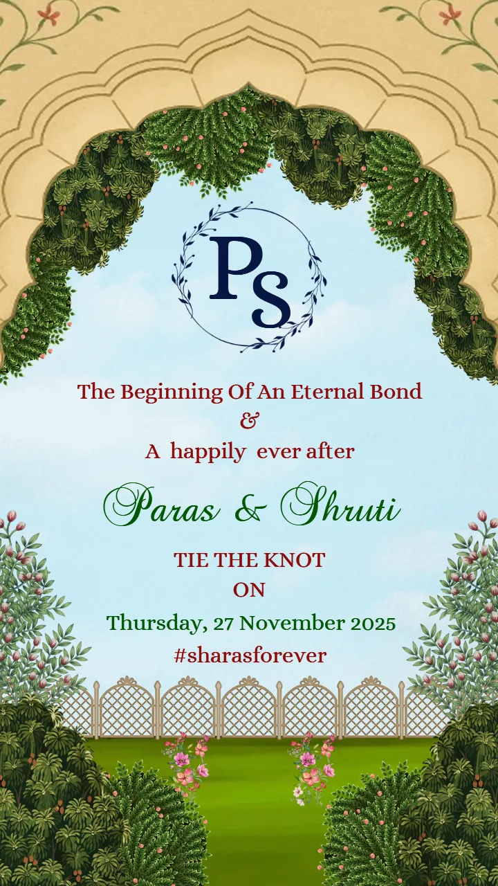 Indian wedding invitation video with greenery and florals