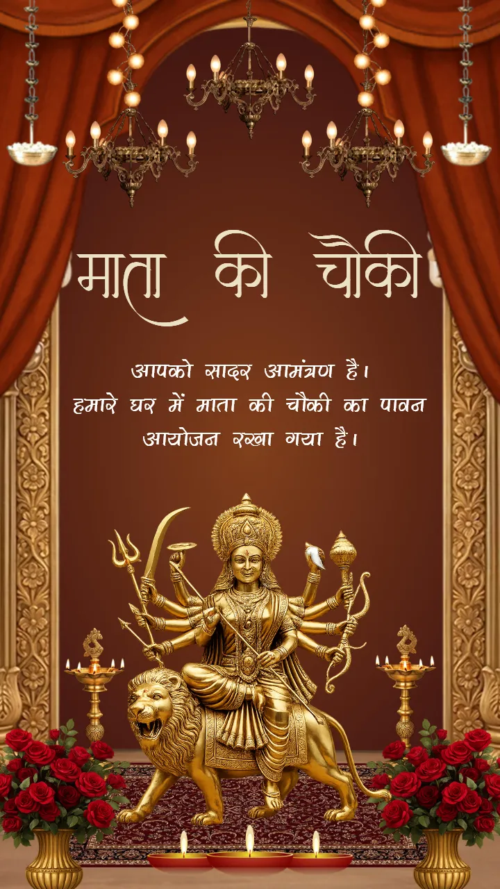 Grateful Mata Ki Choki Invitation Video for Brown Theme