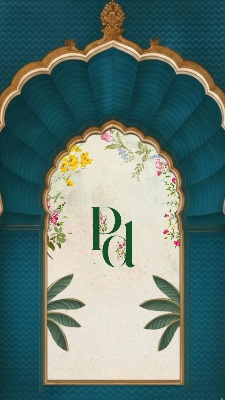 indian wedding invitation card with floral and nature theme