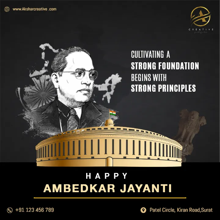 Elegant Ambedkar Jayanti Branding Post in English HD Online