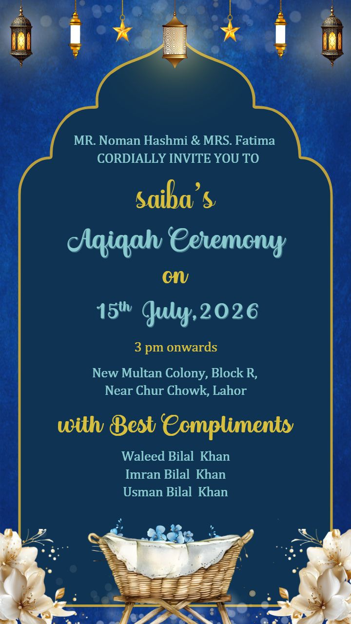 Invitation Card Design For Aqiqah Ceremony In Floral Design
