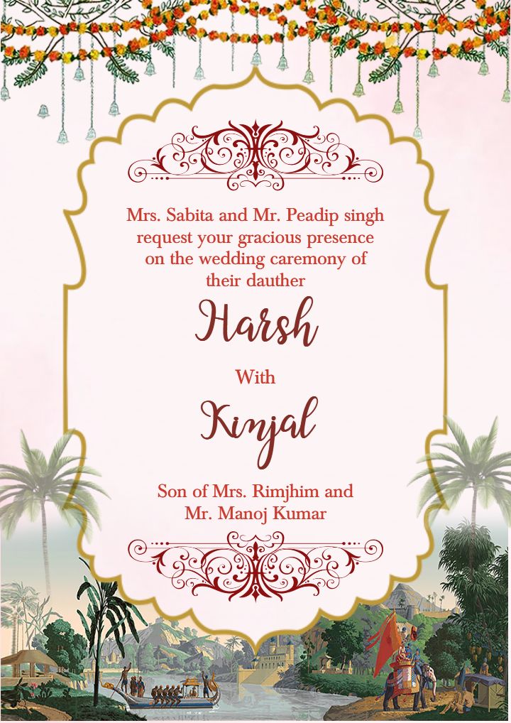 vintage Wedding Invitation Card Maker With Elephant Design