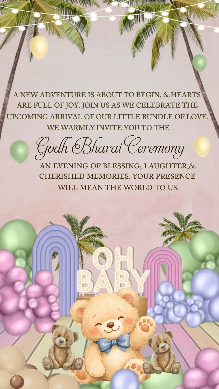Godh Bharai Invitation Video in Tropical Party Theme