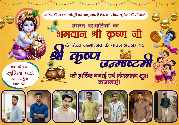 Personalized Happy Janmashtami Banner Designs Online