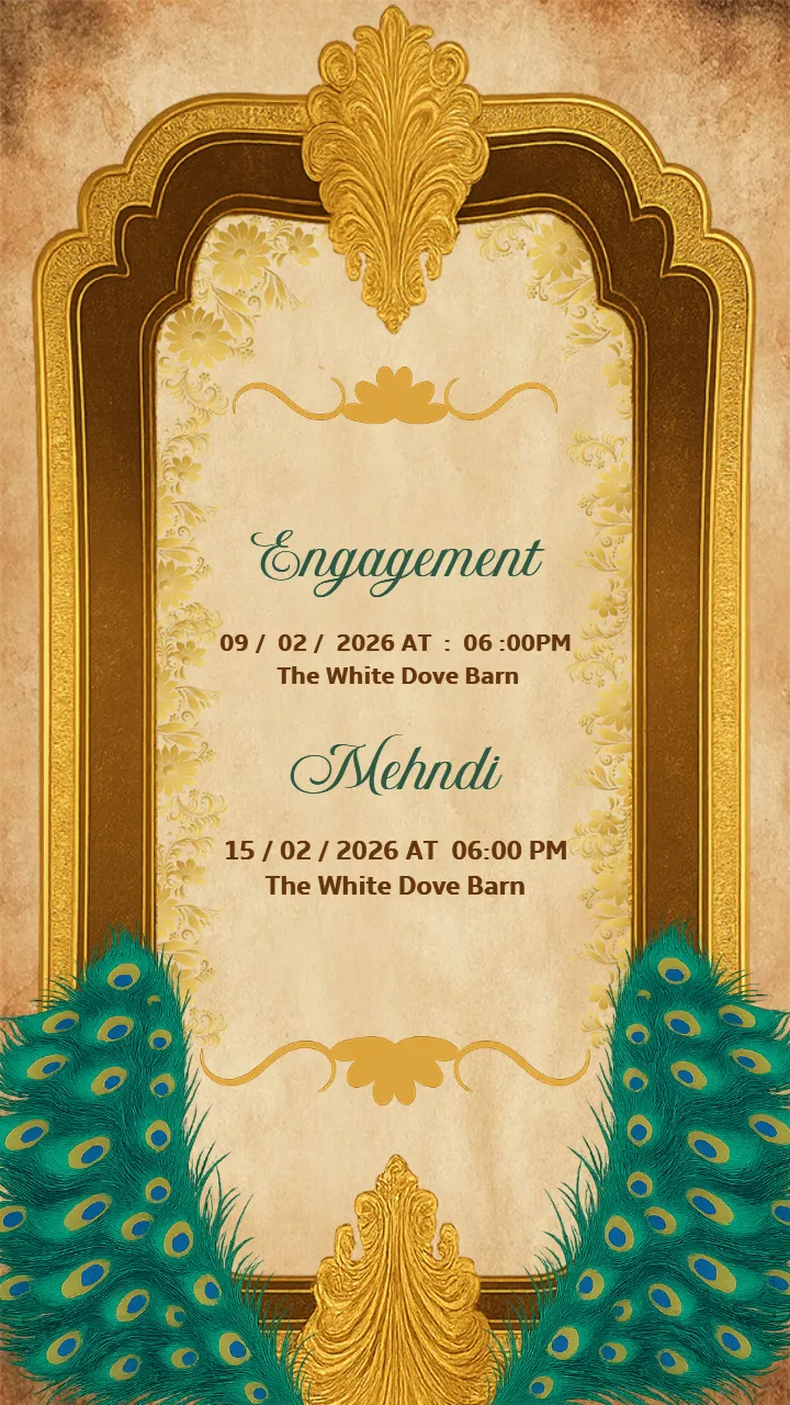 Luxury Peacock Theme Wedding Invitation Video Template